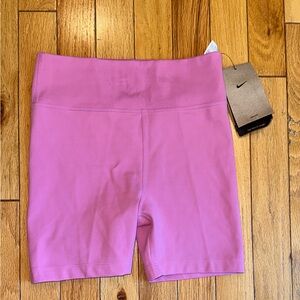 Nike One dri fit high rise 5 in training shorts pink